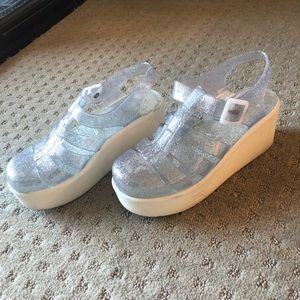 ✨sparkley✨Platform jelly sandals